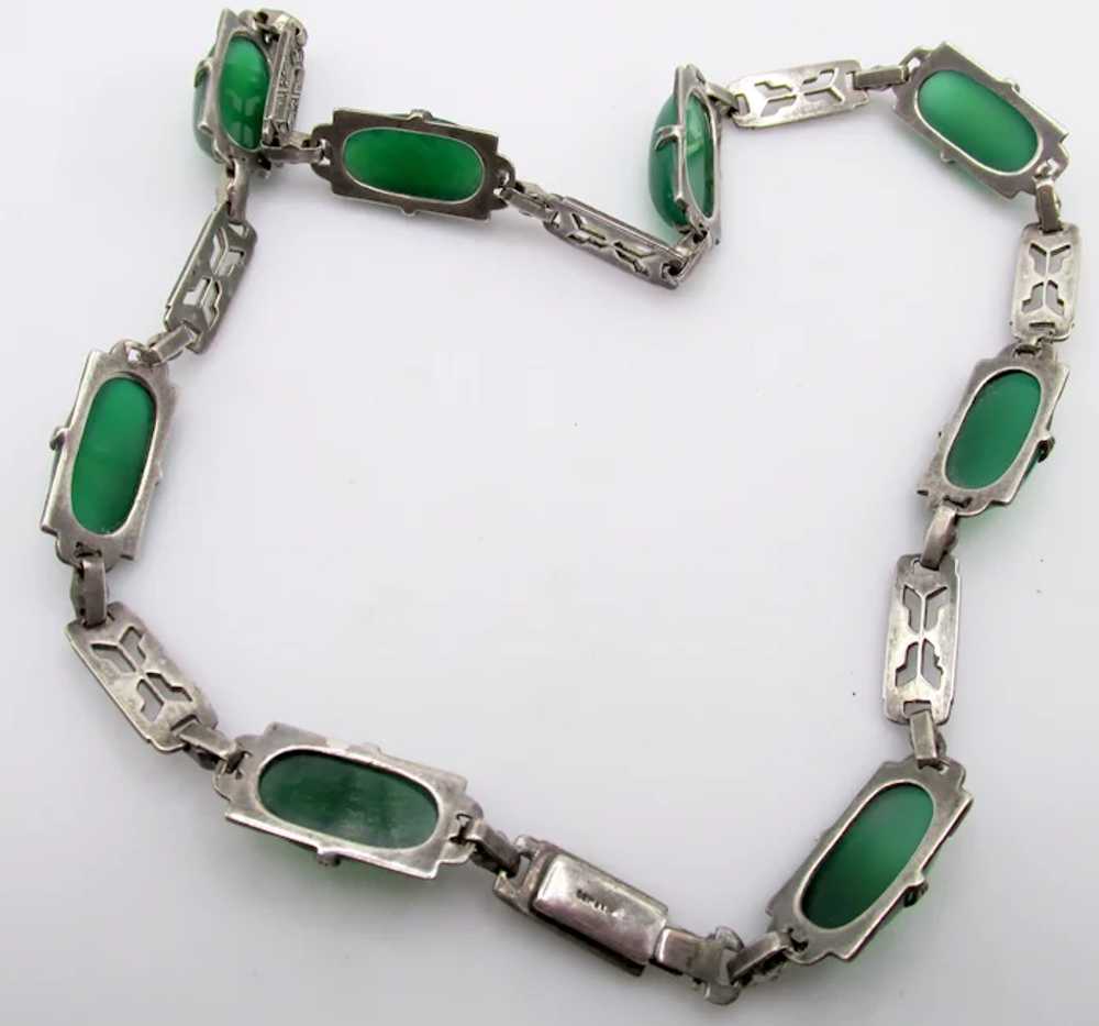 Antique Art Deco Sterling Silver Chrysoprase and … - image 8