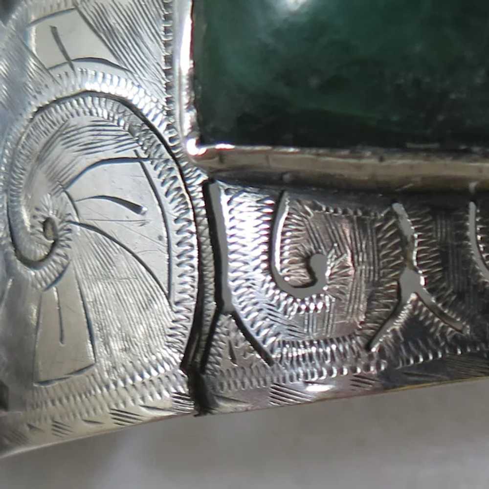 Antique South American Sterling Jade Bracelet - image 8