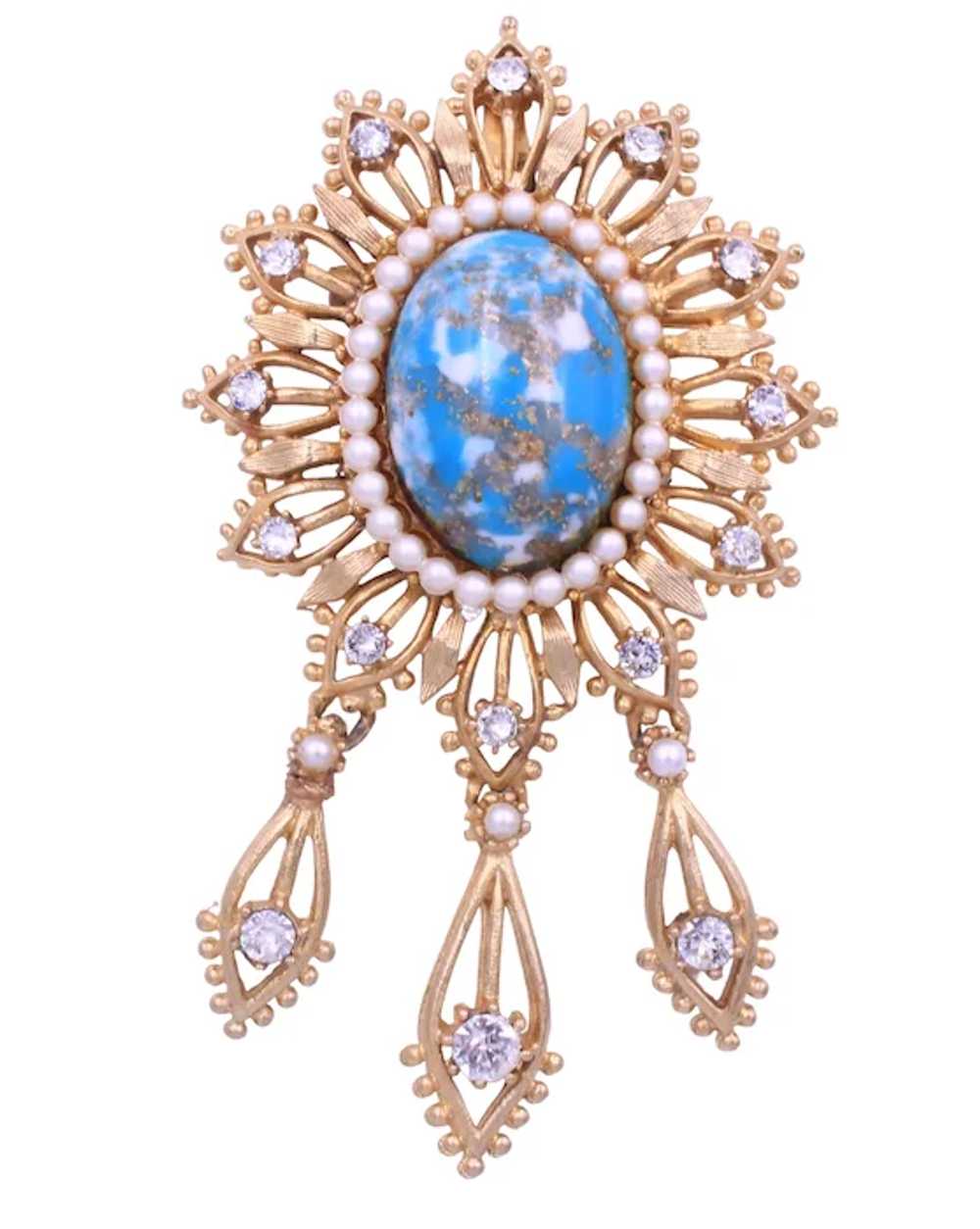 Necklace Lavaliere Brooch Pin Glamour by Coro Fau… - image 2