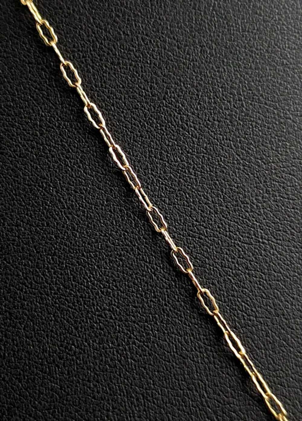 Antique Art Deco Drop pendant necklace, 9k gold, … - image 7