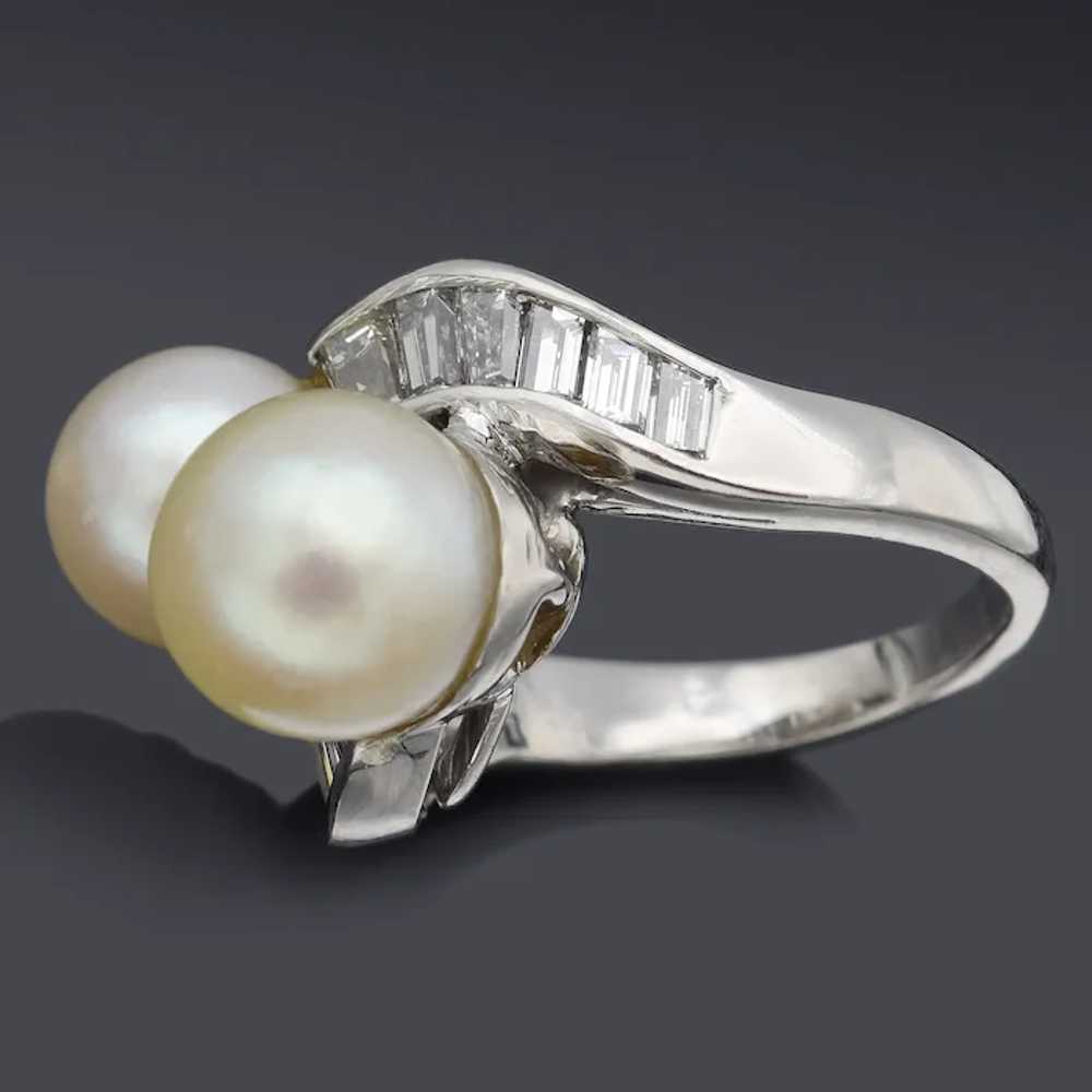 Vintage Platinum Sea Pearl & 1.25 TCW Diamond Coc… - image 3