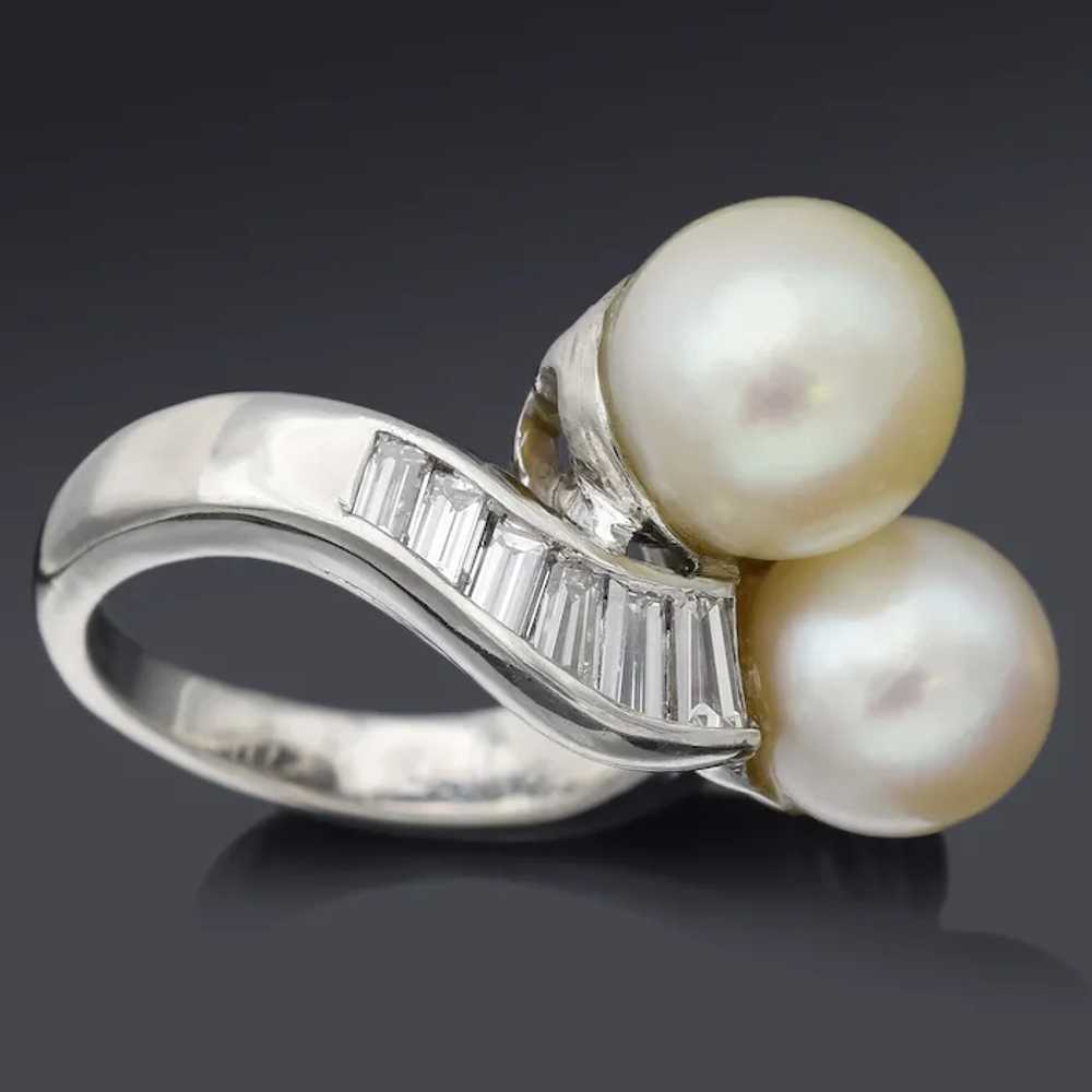 Vintage Platinum Sea Pearl & 1.25 TCW Diamond Coc… - image 4