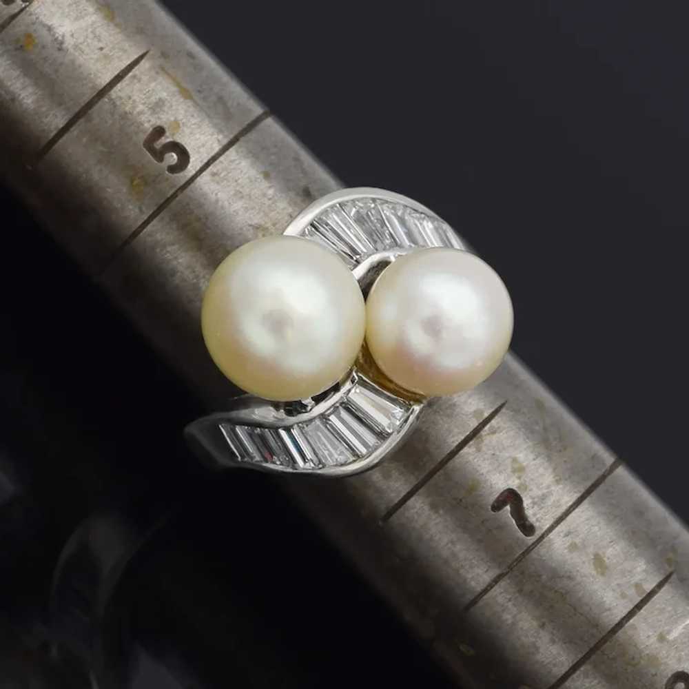 Vintage Platinum Sea Pearl & 1.25 TCW Diamond Coc… - image 6