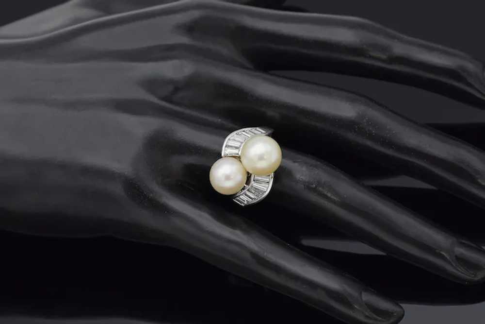 Vintage Platinum Sea Pearl & 1.25 TCW Diamond Coc… - image 7