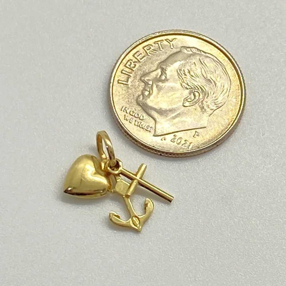 Tiny Faith Hope and Charity Charms 14K Gold Ancho… - image 2