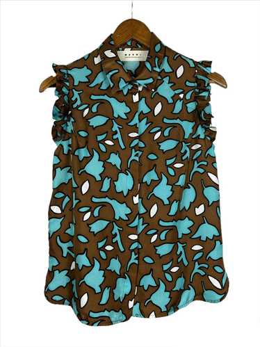 MARNI WINTER EDITION 2012 キュロット ダークグレー38 Marni Winter Edition 2012 Abstract Printed Ruffle Shi… - Gem