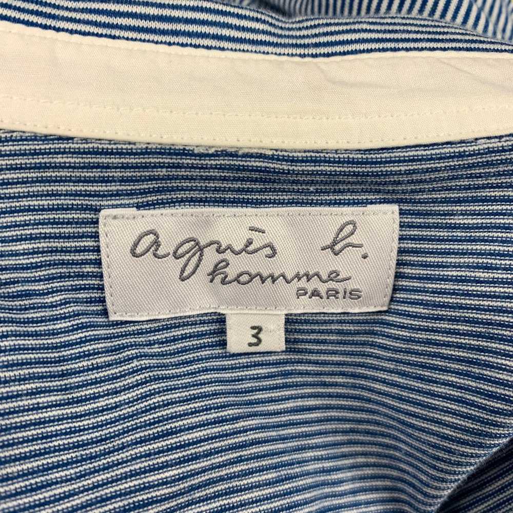 Agnes B. Blue White Stripe Cotton Button Down Lon… - image 5