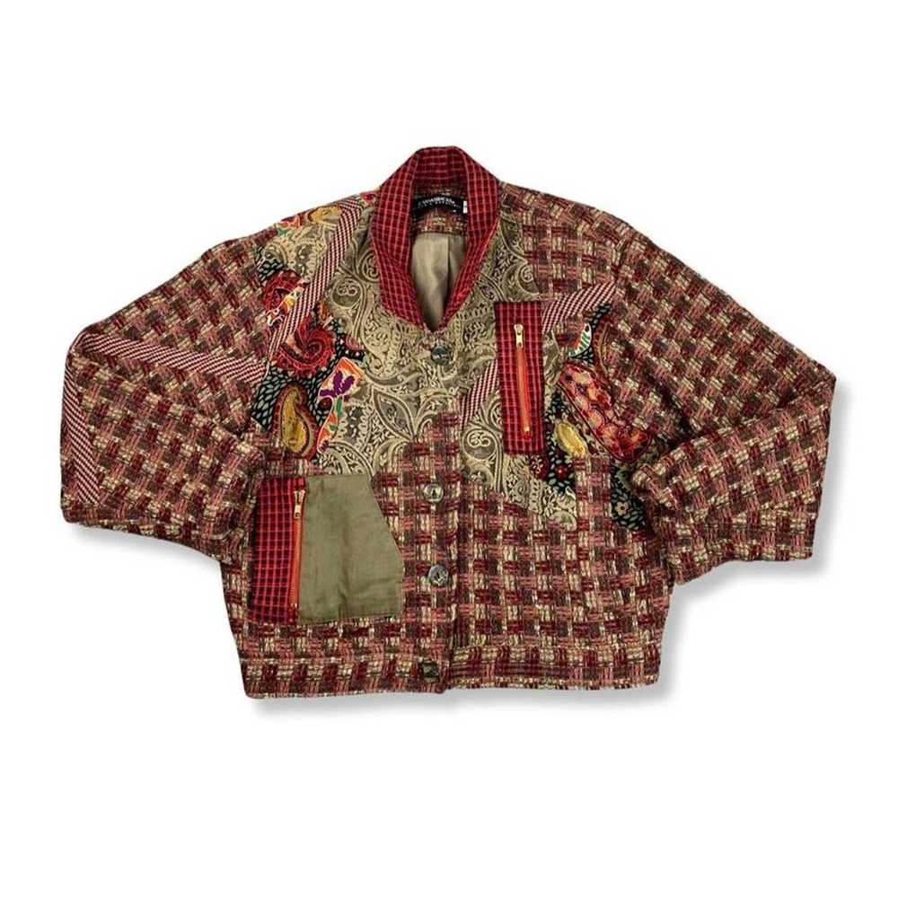 Vintage Vintage 90s Tweed Patchwork Blazer Jacket - image 1