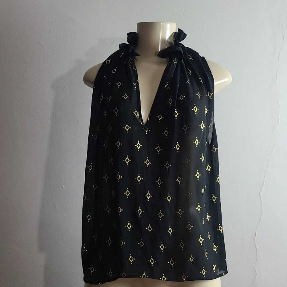 H&M H&M Black and Gold Sleeveless Blouse Size 4 - image 1