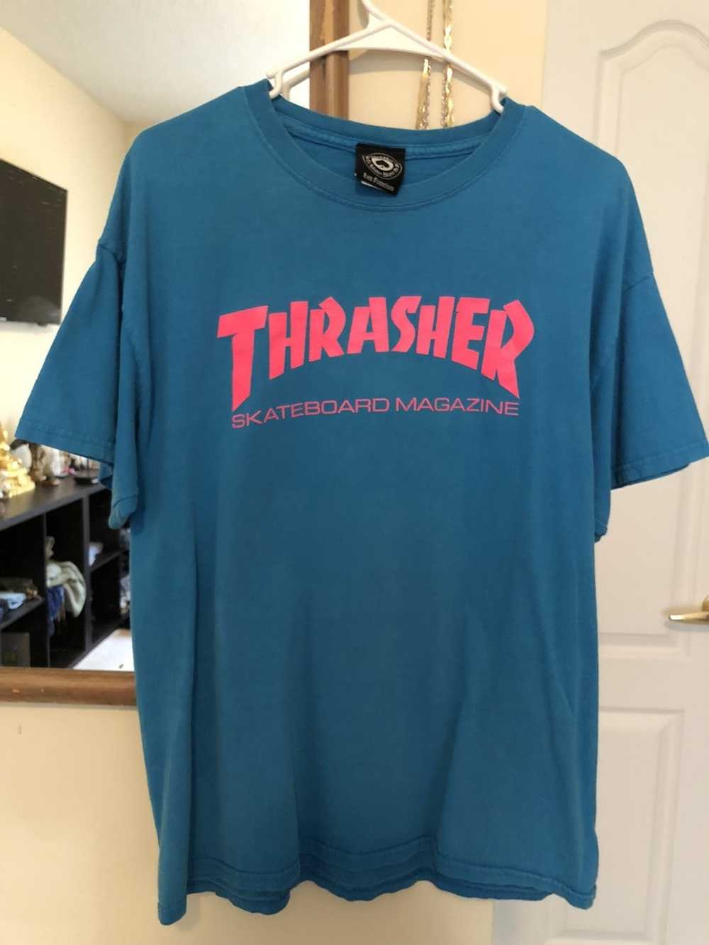 Thrasher Vintage Thrasher Logo Tee Cyan/Pink - image 1