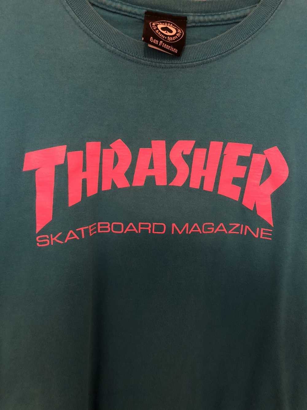 Thrasher Vintage Thrasher Logo Tee Cyan/Pink - image 3