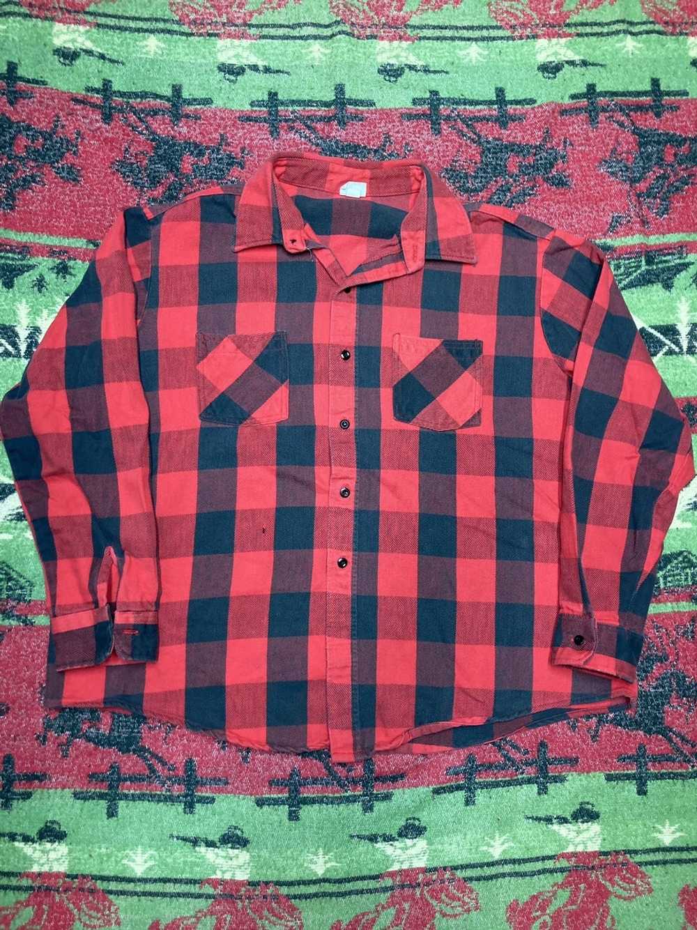 Cotton × Flannel × Sears Vintage 70s Kingsport fl… - image 1