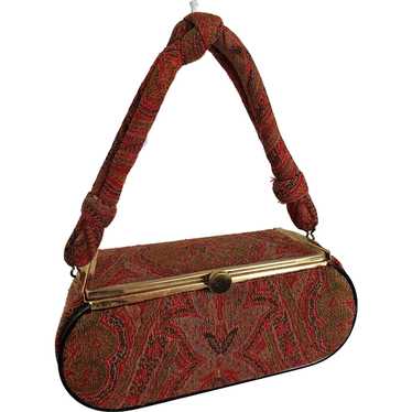 Mid Century Lucite and Swirls Ladies Carpet Bag 