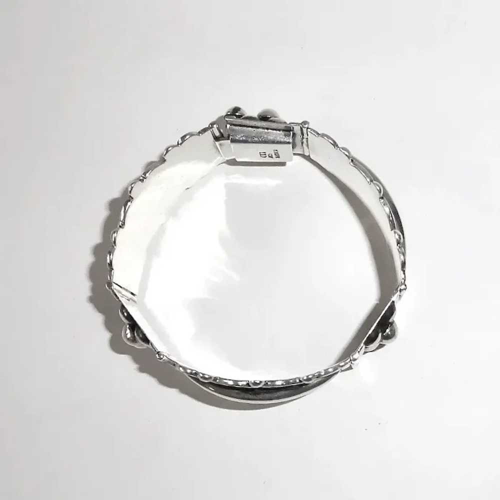 Quality Mexican Sterling Hinged Panel Bracelet - image 10