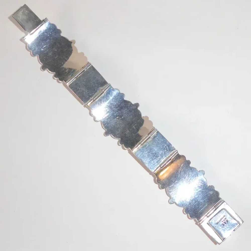 Quality Mexican Sterling Hinged Panel Bracelet - image 12