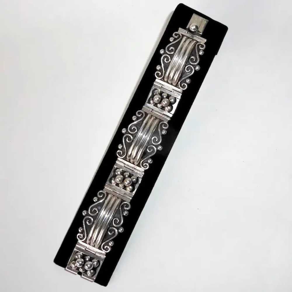 Quality Mexican Sterling Hinged Panel Bracelet - image 3