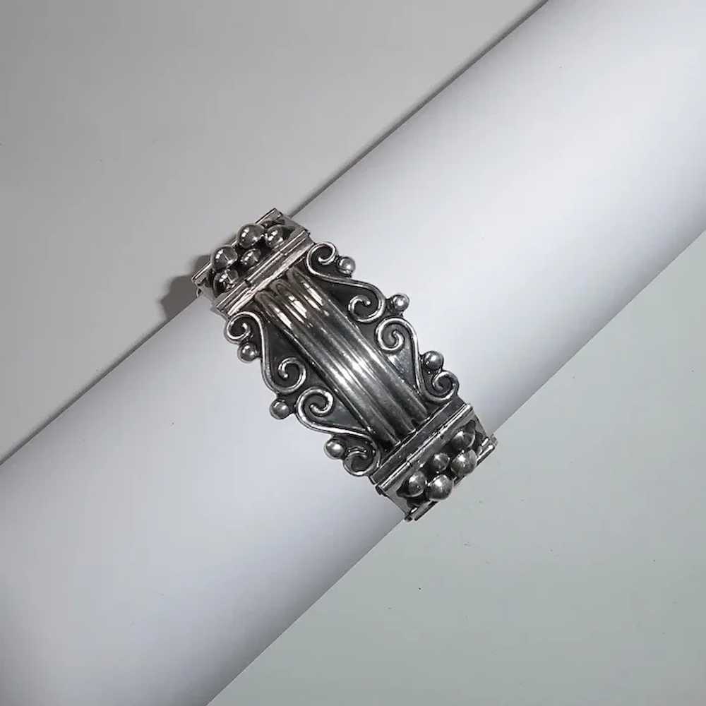 Quality Mexican Sterling Hinged Panel Bracelet - image 4