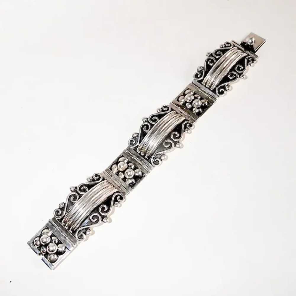 Quality Mexican Sterling Hinged Panel Bracelet - image 6