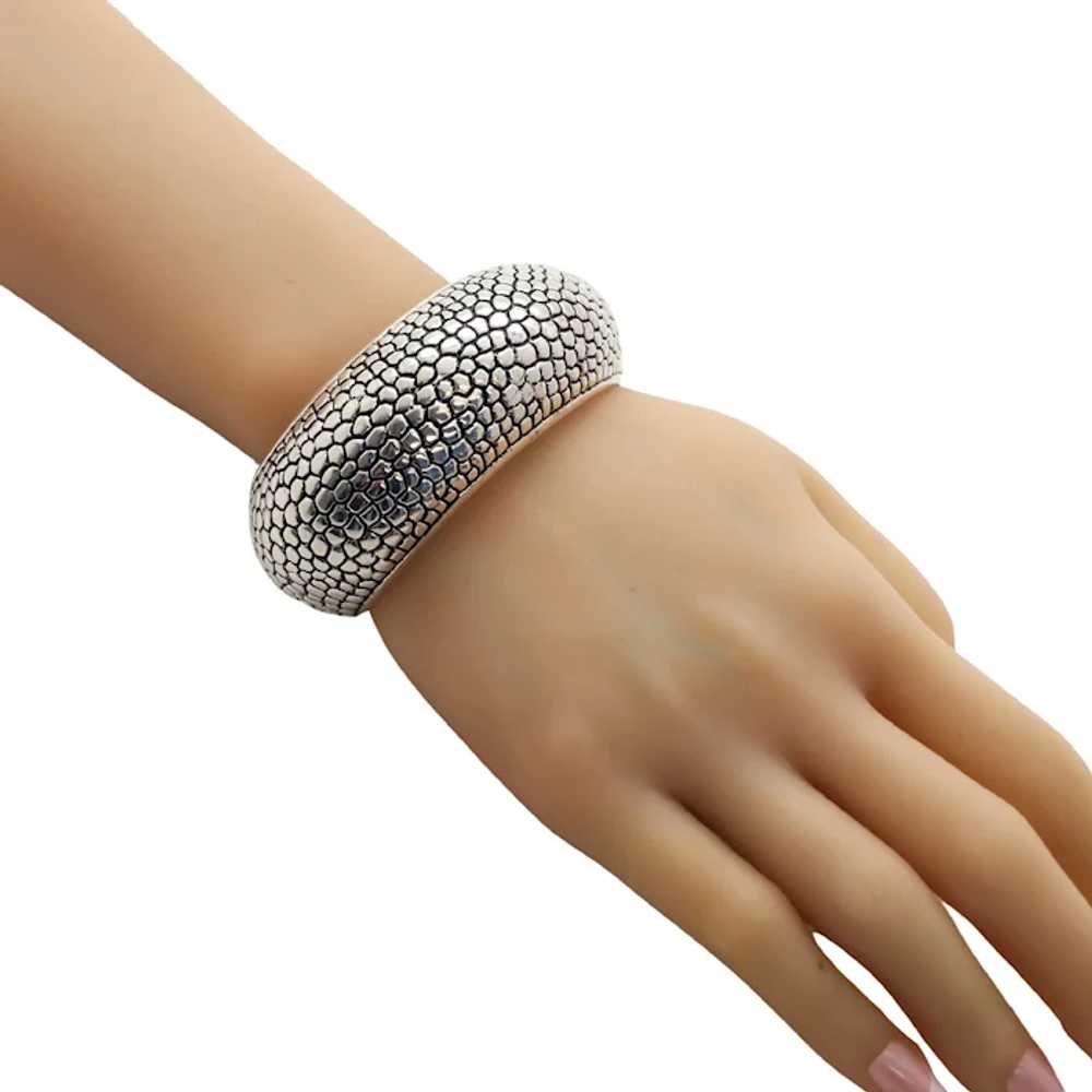 Airess Sterling Silver Wide Pebble Cuff Bracelet - image 10