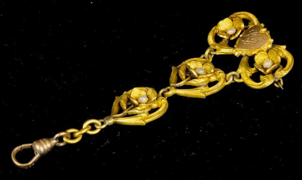 Romantic Long Art Nouveau Gold Filled Poppy Flowe… - image 3