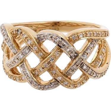 Estate Woven Diamond Crossover Band Ring 14K Two-T