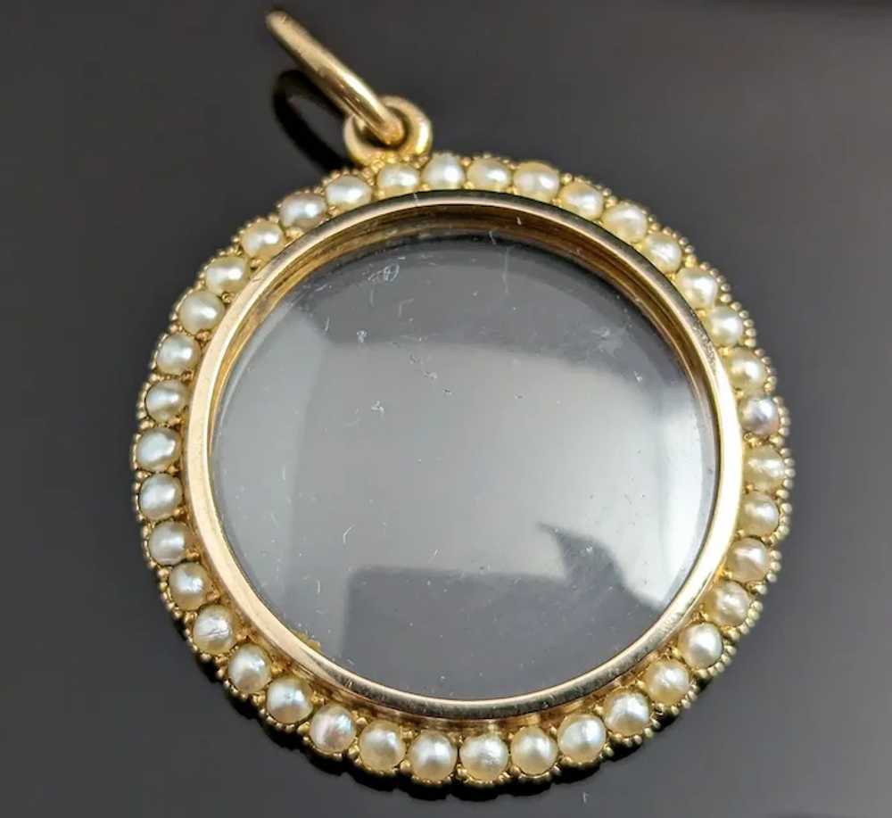 Antique Pearl shaker locket, 9k gold, Murrle Benn… - image 6