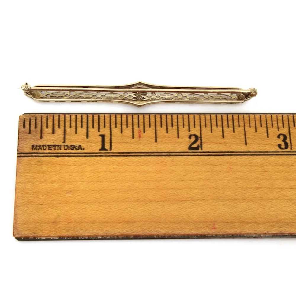 Antique 14k White Gold & Diamond Bar Pin, Edwardi… - image 6