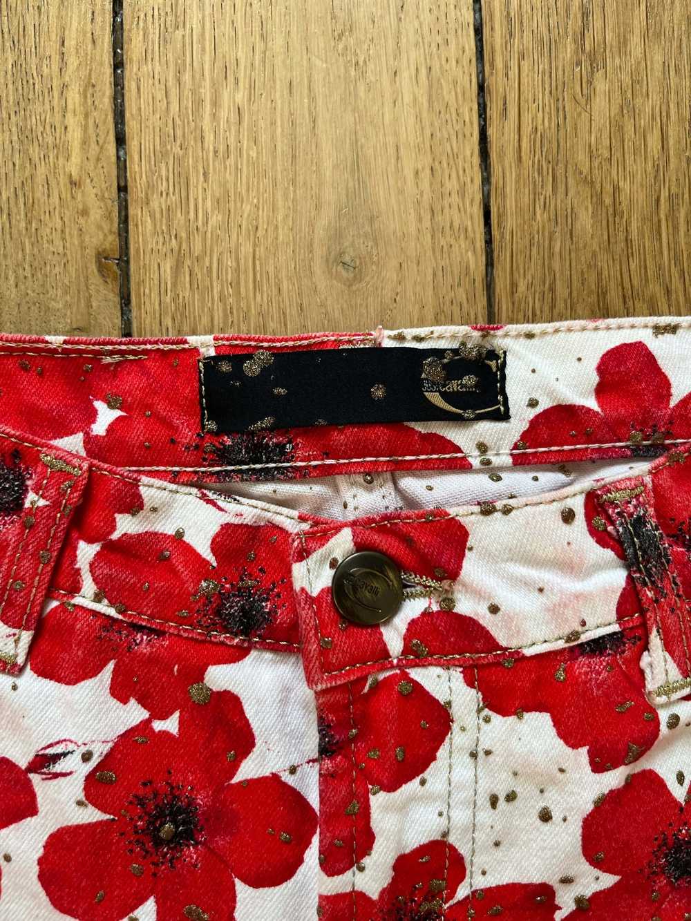 Roberto Cavalli Roberto Cavalli red floral jeans - image 3