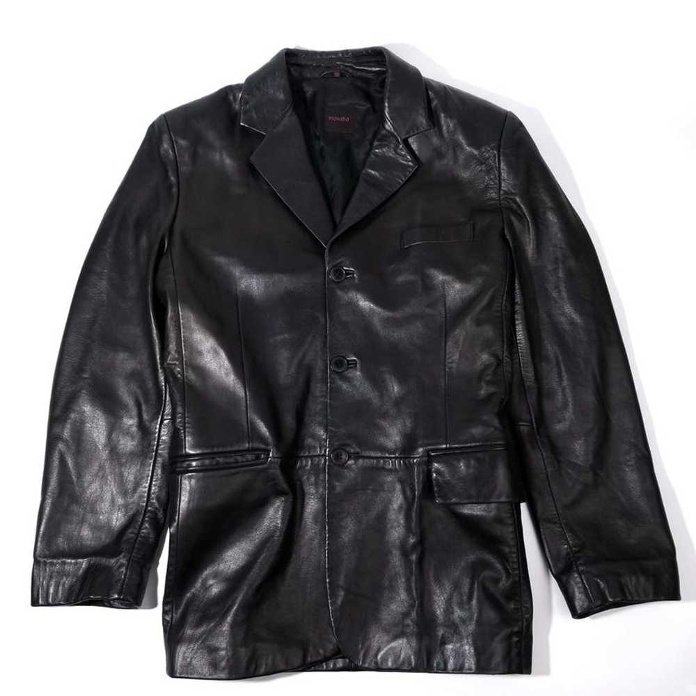 Piombo VTG PIOMBO Dad Leather Jacket Black Oversi… - image 1