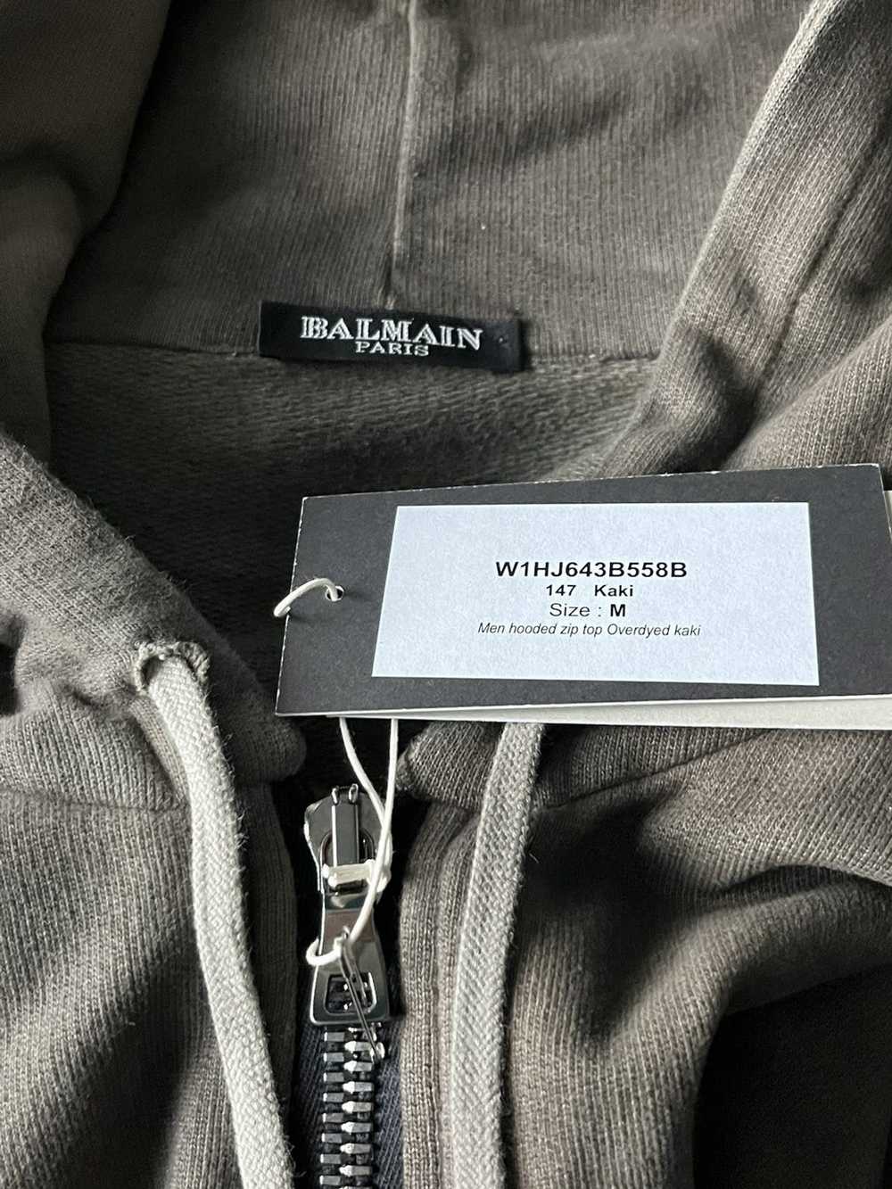 Balmain BALMAIN Distressed Khaki Biker Hoodie - image 10