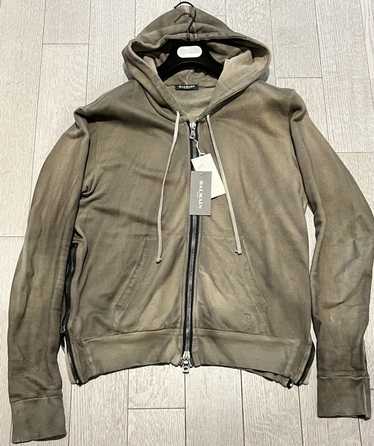 Balmain BALMAIN Distressed Khaki Biker Hoodie - image 1