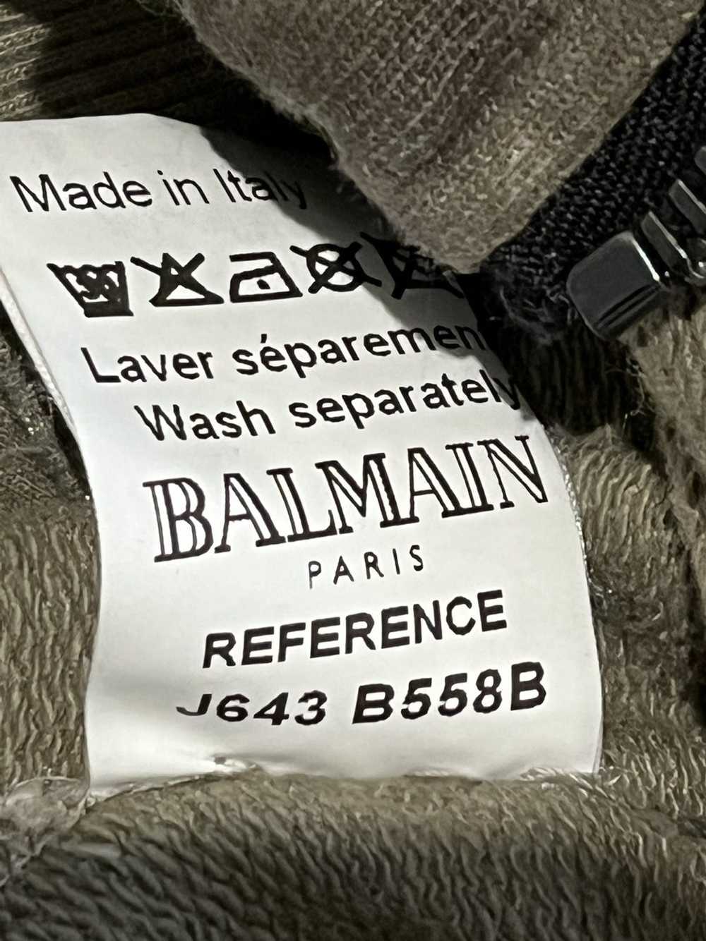 Balmain BALMAIN Distressed Khaki Biker Hoodie - image 9