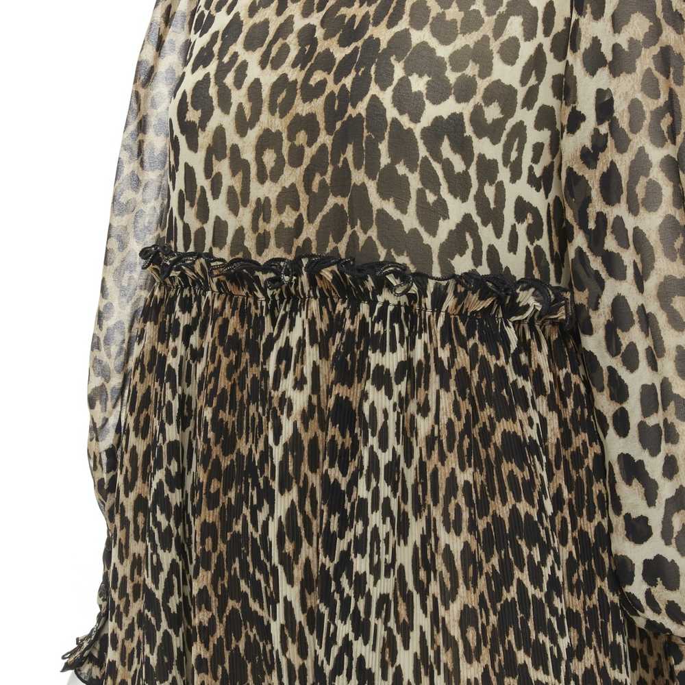 Ganni GANNI brown leopard spot print pleated flar… - image 2