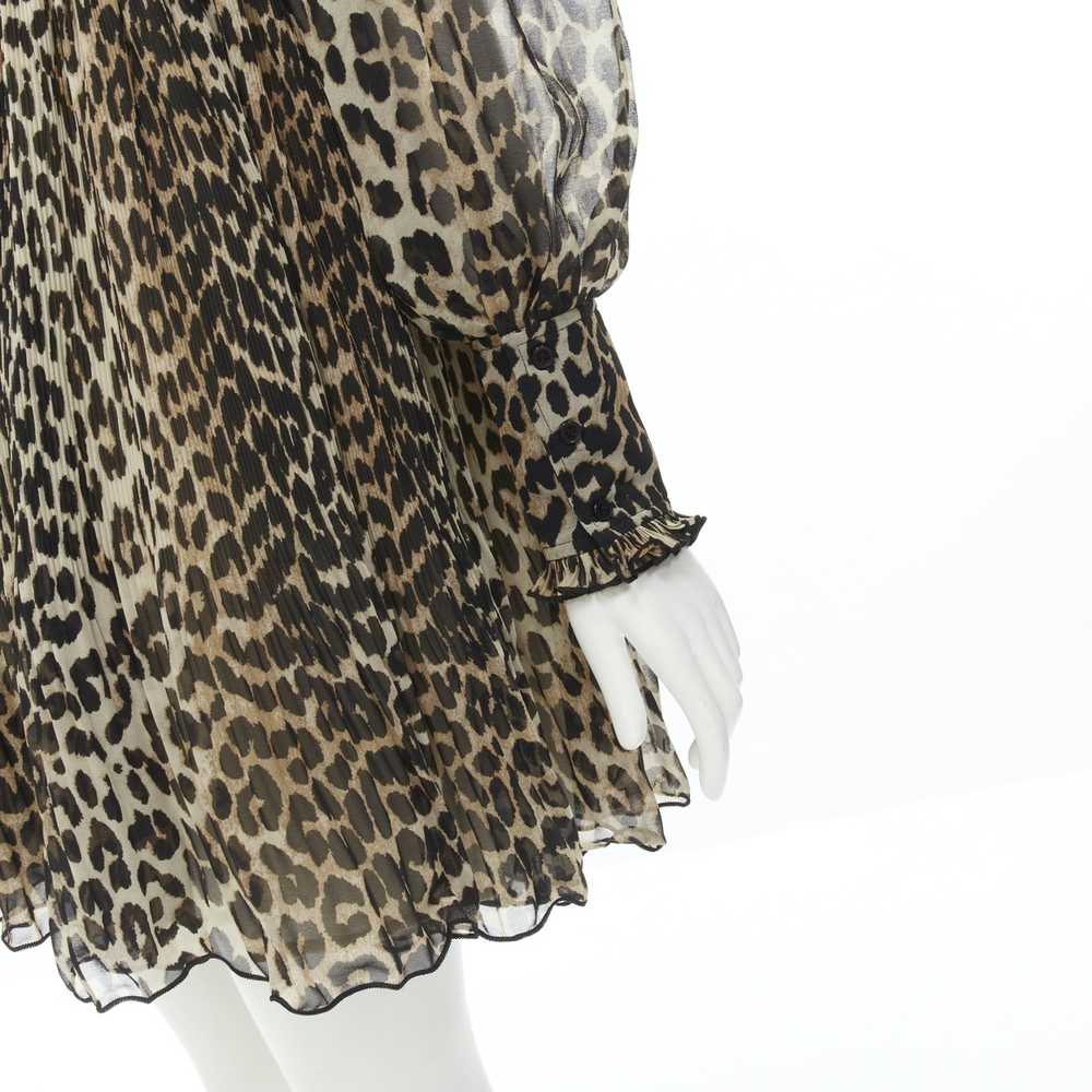 Ganni GANNI brown leopard spot print pleated flar… - image 7