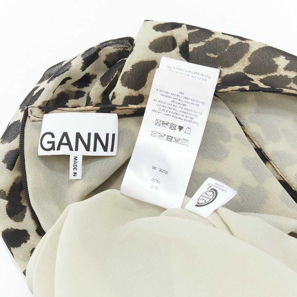 Ganni GANNI brown leopard spot print pleated flar… - image 8