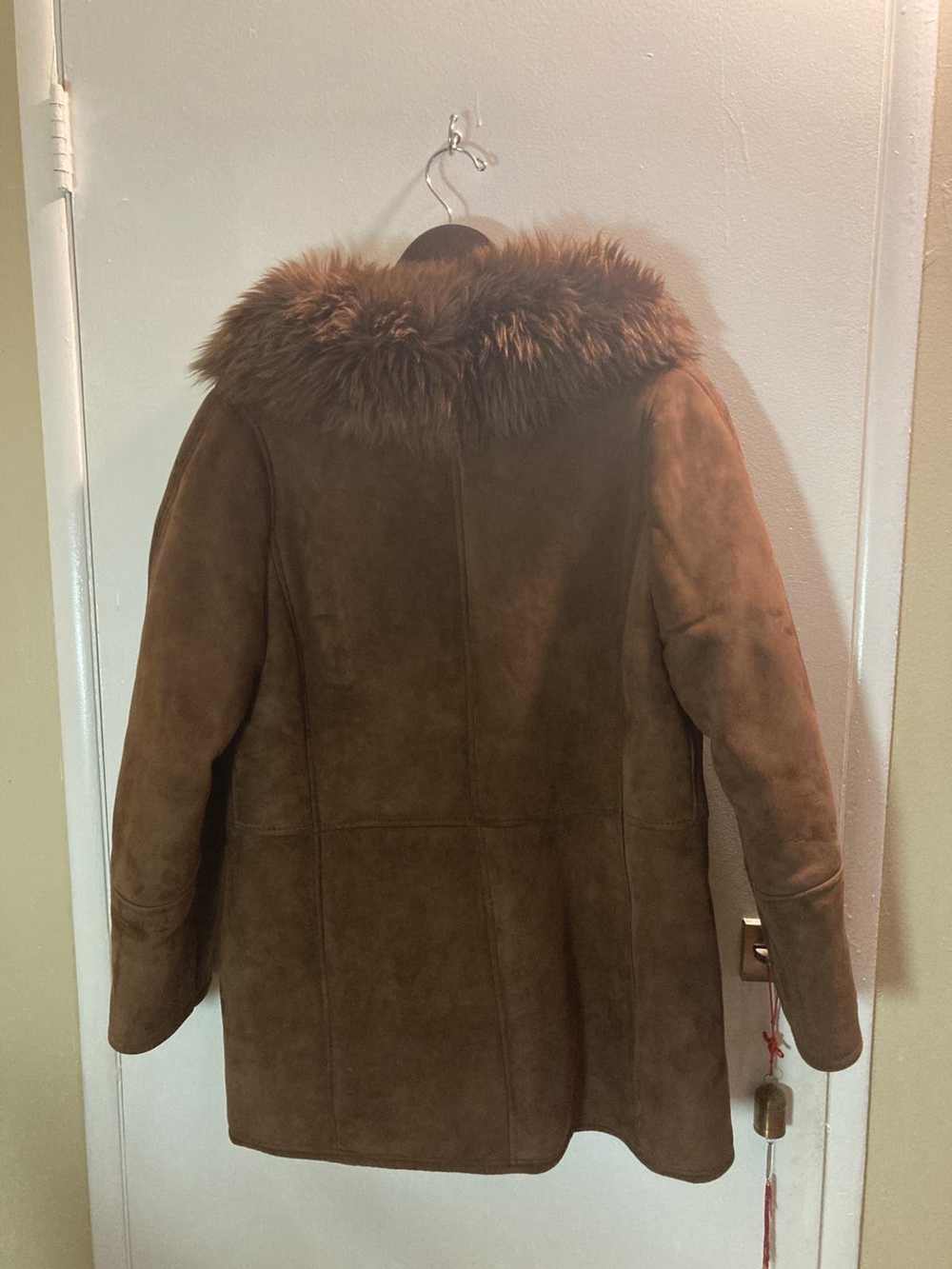 Vintage Sheepskin Mens Shearling Coat Brown Fur S… - image 2