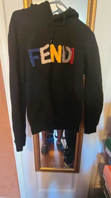 Fendi Fendi shearling logo hoodie