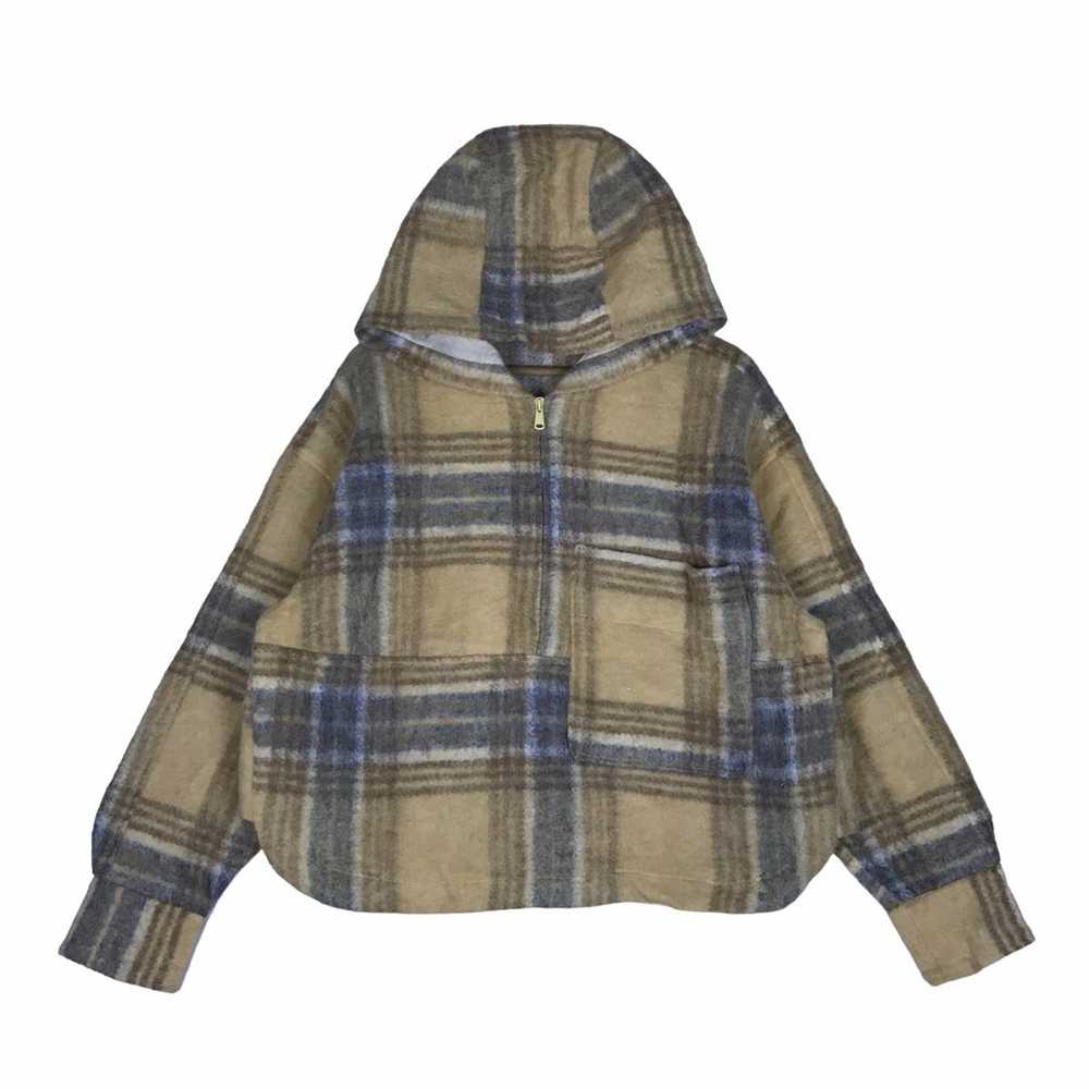 Zara ZARA Checkered Plaid Wool Half Zipper Hoodie… - image 1