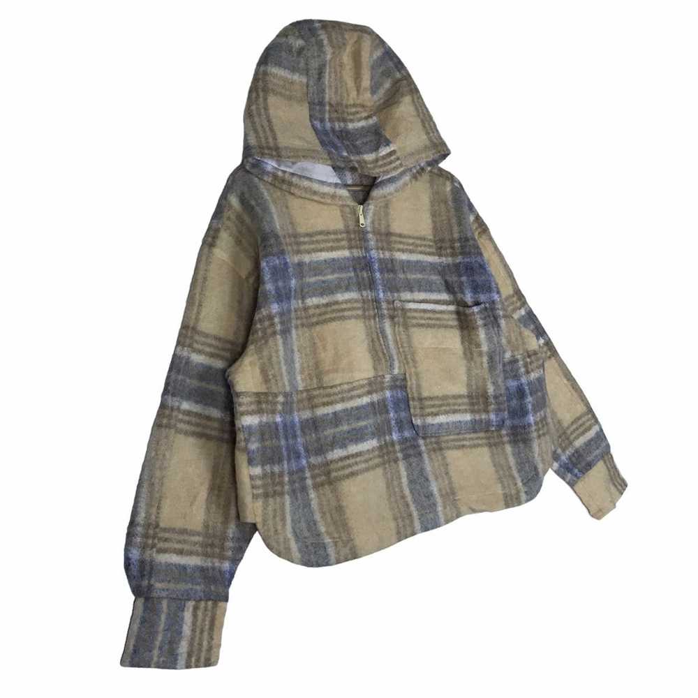 Zara ZARA Checkered Plaid Wool Half Zipper Hoodie… - image 3