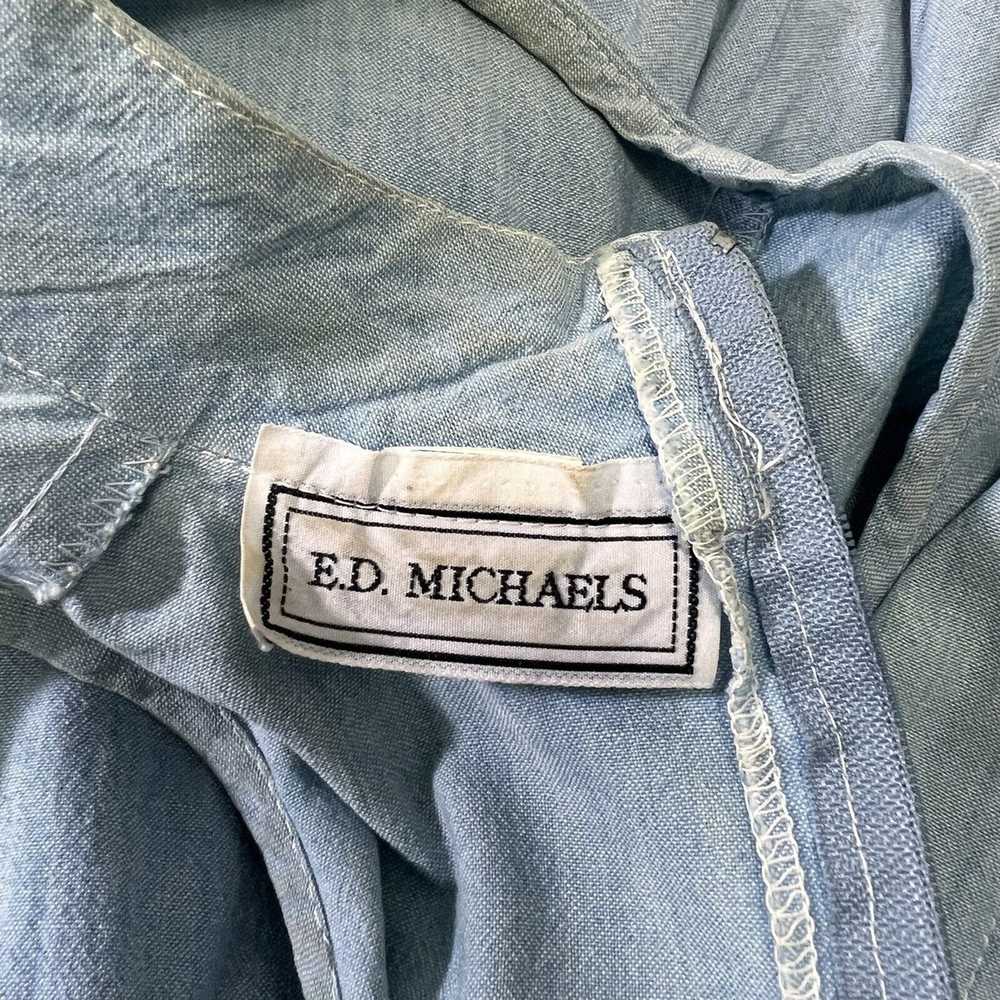 Vintage ED Michaels Dress Blue Chambray Drop Wais… - image 8