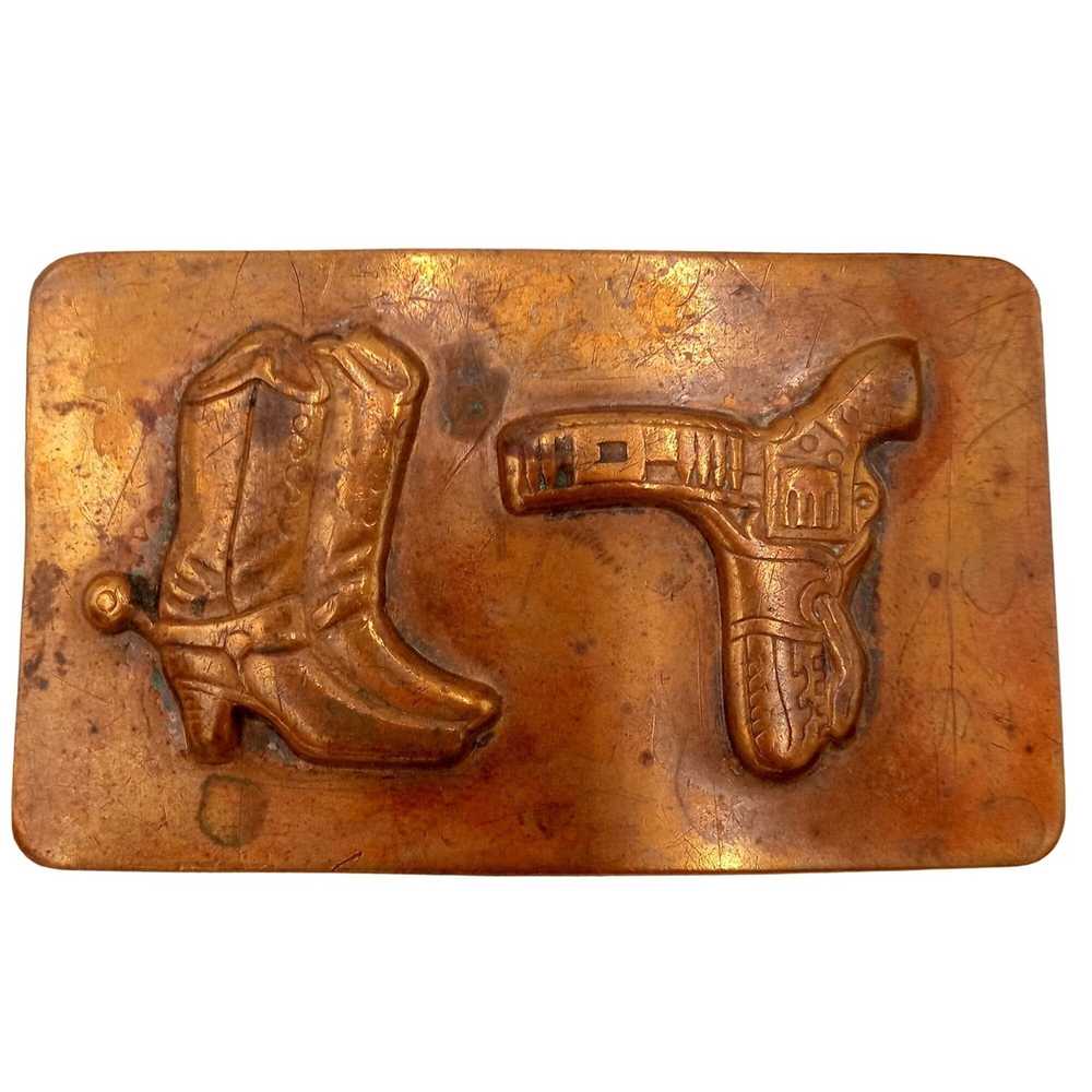 Unkwn Cowboy Boots Pistol Belt Buckle Vintage Cou… - image 1