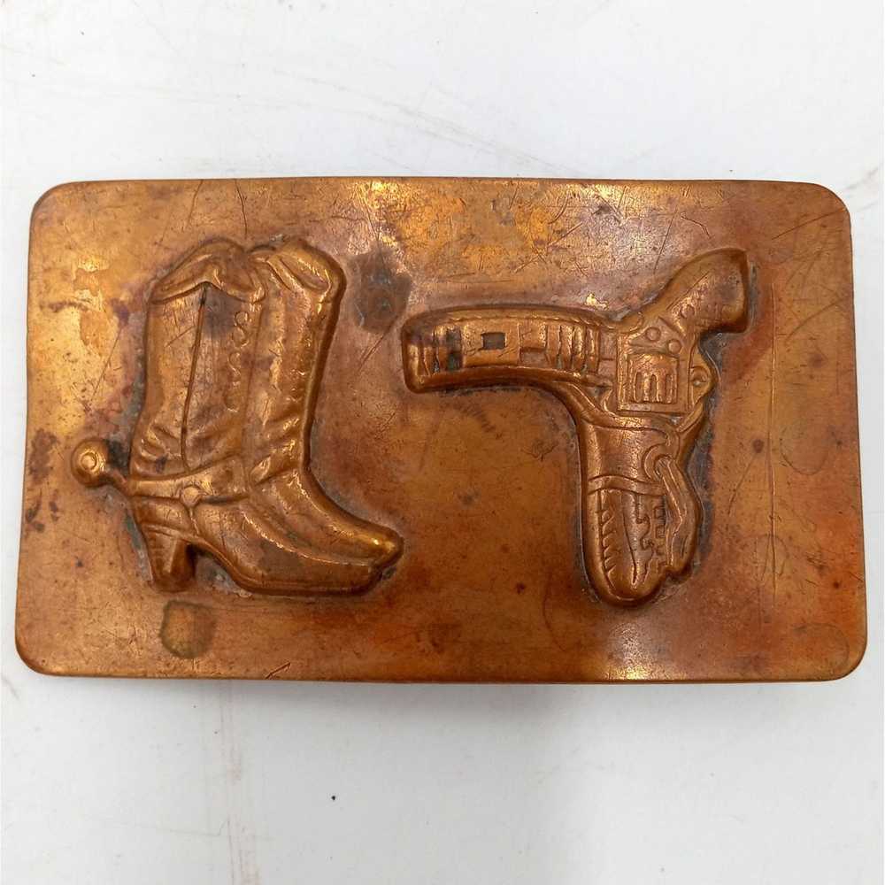 Unkwn Cowboy Boots Pistol Belt Buckle Vintage Cou… - image 6