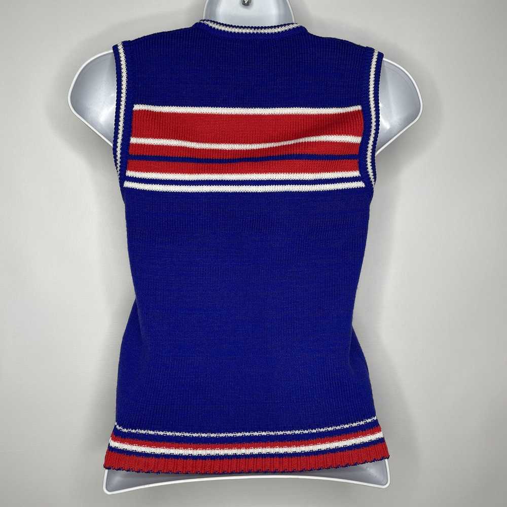 Vintage 70s Deadstock Blue Red White Striped Swea… - image 5
