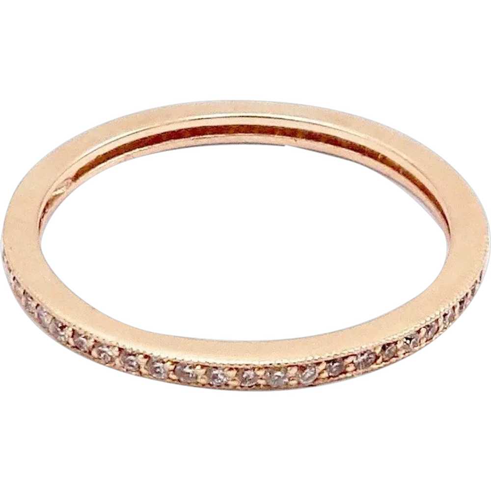 14K Rose Gold Micro Pave Diamond Eternity Band - image 1