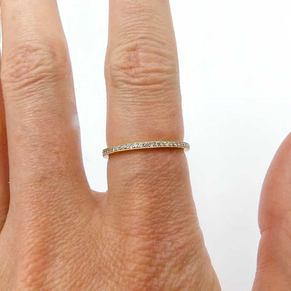 14K Rose Gold Micro Pave Diamond Eternity Band - image 2