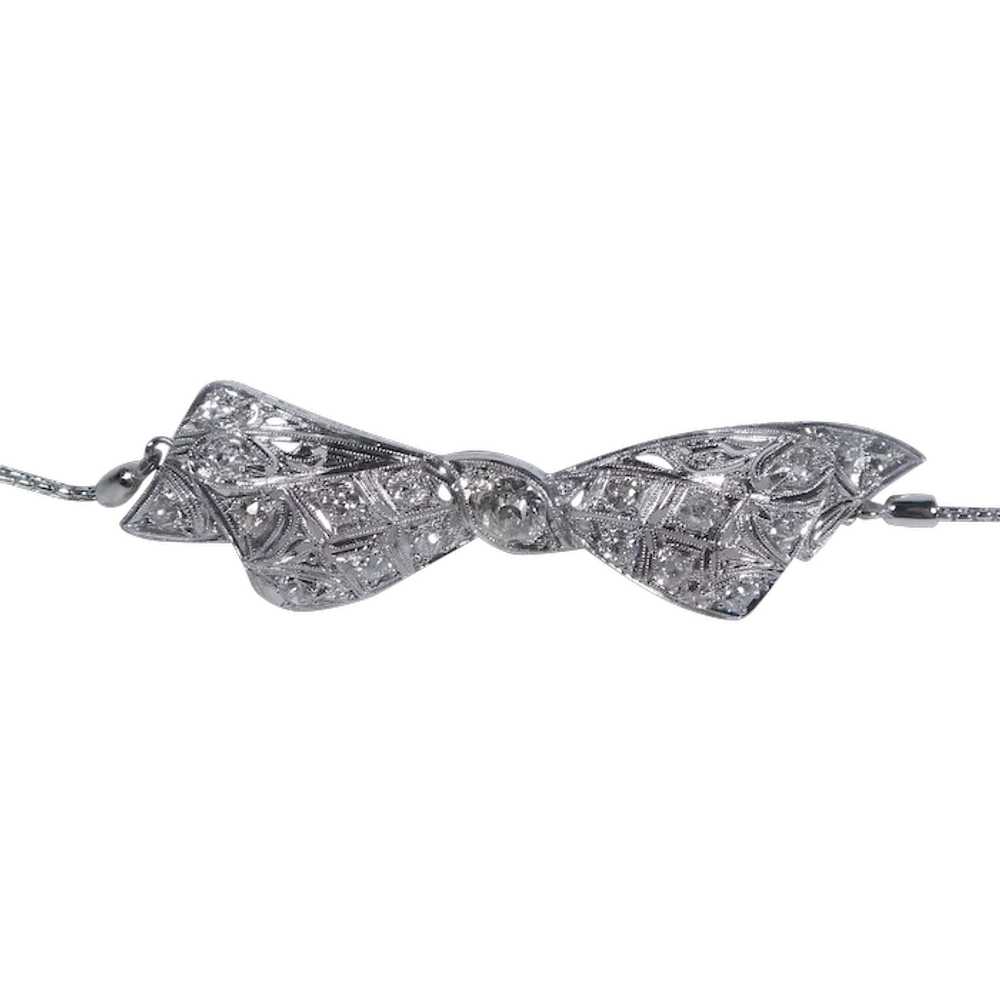 Glistening Edwardian 1.43ctw Diamond Bow Bolo Bra… - image 1