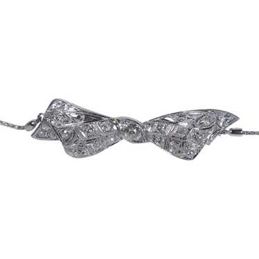 Glistening Edwardian 1.43ctw Diamond Bow Bolo Bra… - image 1