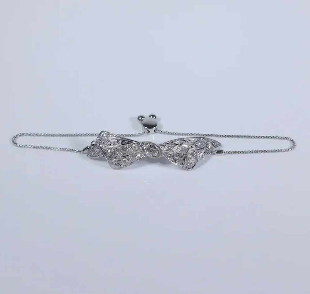 Glistening Edwardian 1.43ctw Diamond Bow Bolo Bra… - image 3