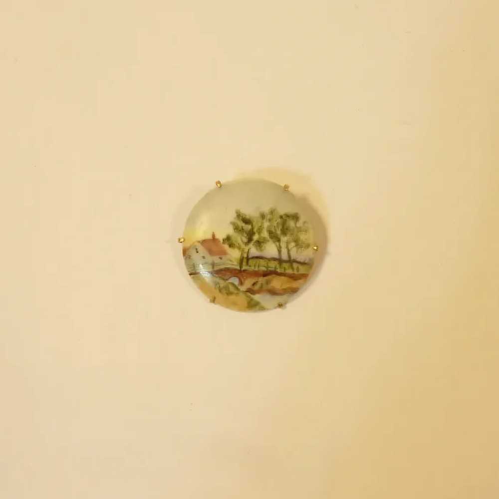 Hand Painted on Porcelain Pin Brooch - image 4