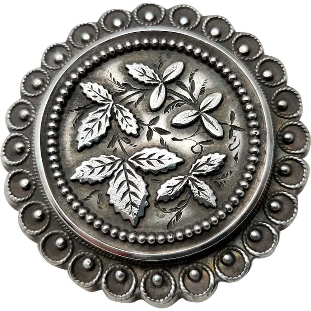 Charming Antique Sterling Victorian Brooch - Foli… - image 1